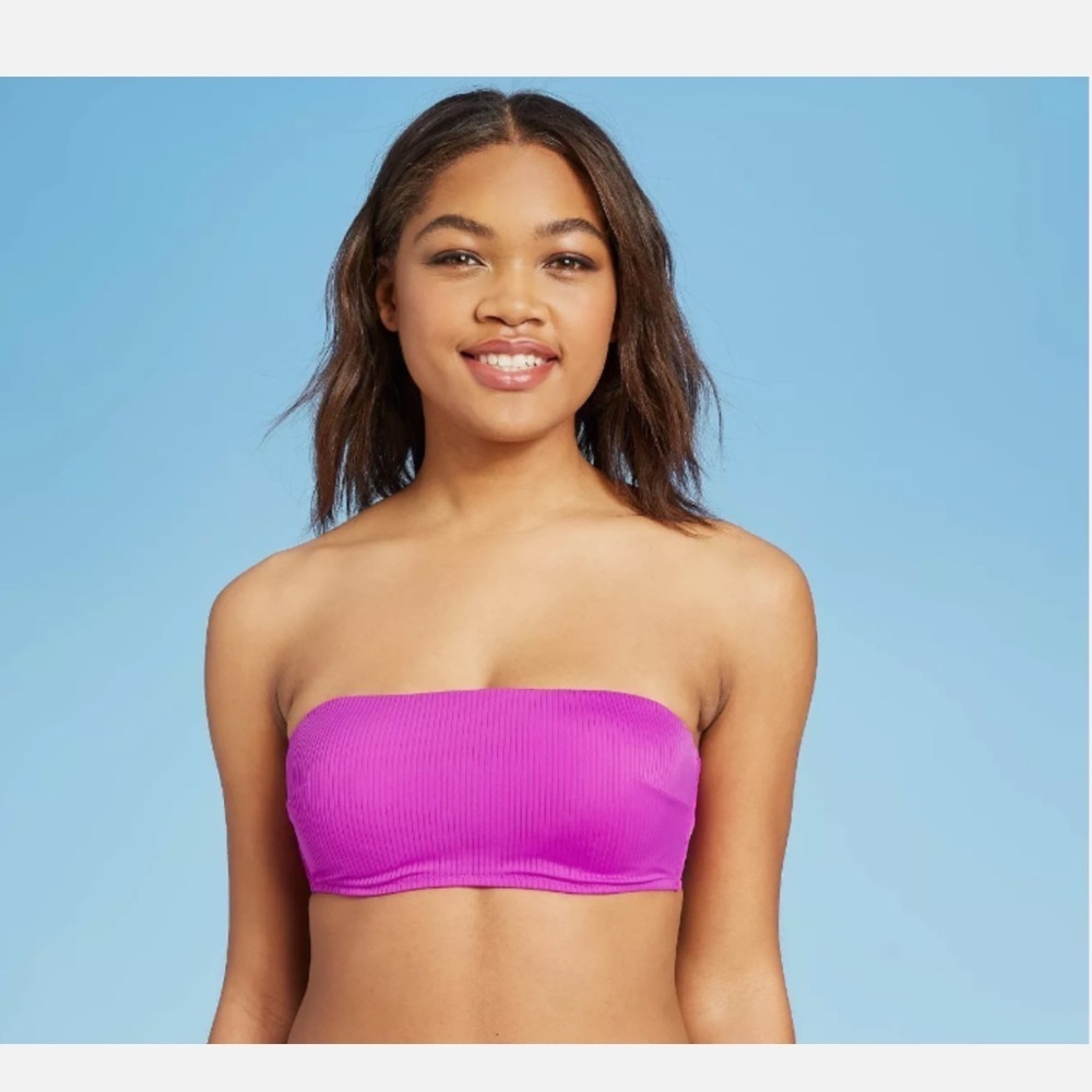 Shade & Shore Purple Ribbed Bikini Top NWOT 32B
